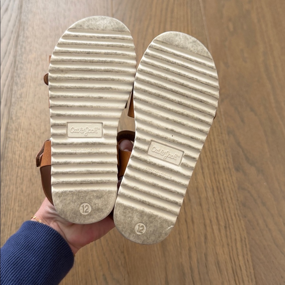 Cat & Jack Tan Sandals with Buckle Straps - Picture 2 of 3